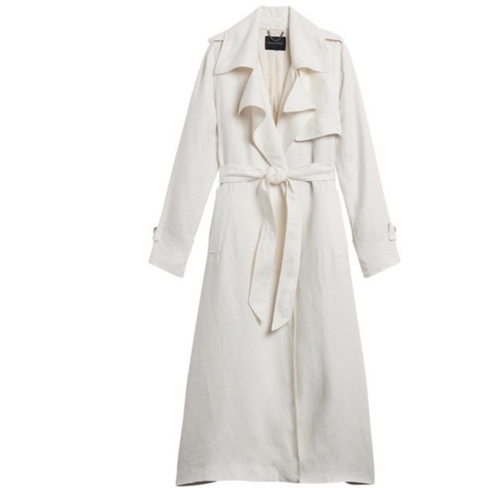 Banana Republic Coat SilviaLinen Double Breasted Trench Petite Small(15-b63)